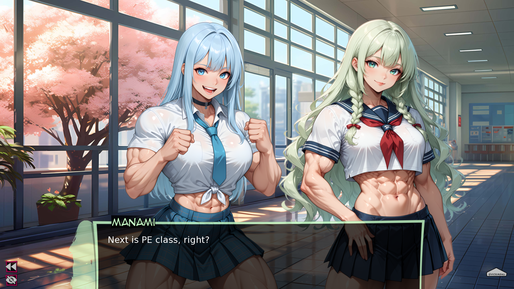 Manami and Saya after the serum - muscular transformation