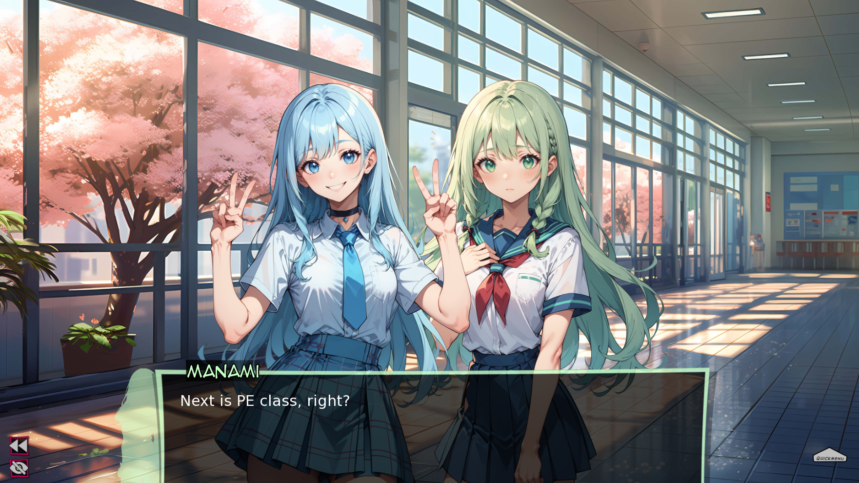 Manami and Saya before the serum - normal schoolgirls